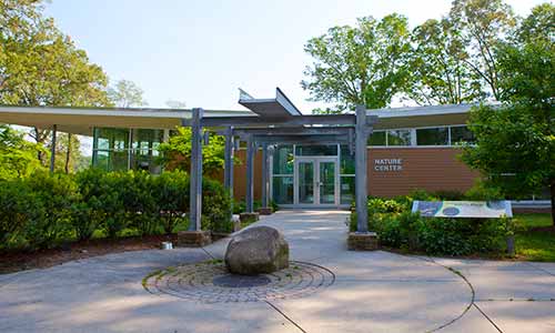 The Killens Pond Nature Center features environmentally-conscious architecture and amazing views of the pond.