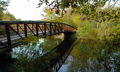 The Pondside Bridge at Killens Pond offers great views of the pond.