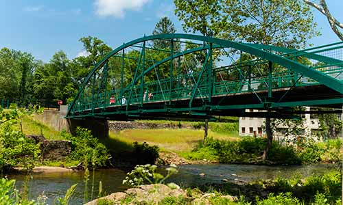 The Marshall Family bridge is an 1883 bowstring truss bridge from Iowa. It was salvaged and brought to Auburn Valley State Park in 2018.