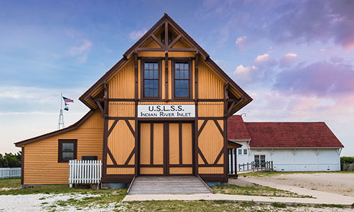 The Indian River Life-Saving Station is located in Delaware Seashore State Park.