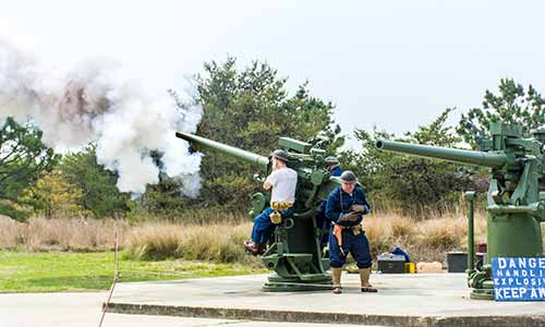 Artillery park at Fort Miles, Delaware